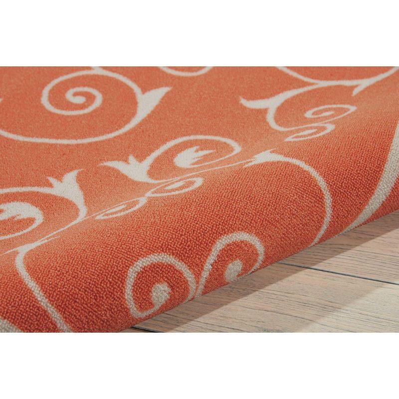 Floral Haven Orange & White Reversible Indoor/Outdoor Rug 5' x 7'