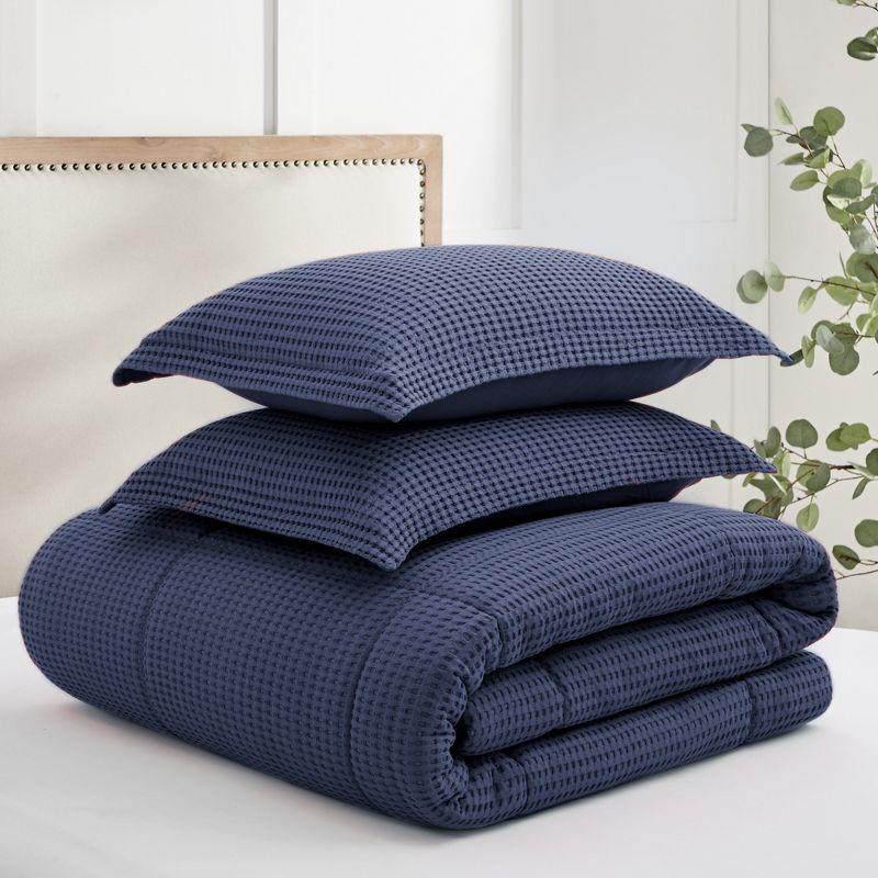 Mills Waffle Navy Twin Comforter Set - Levtex Home