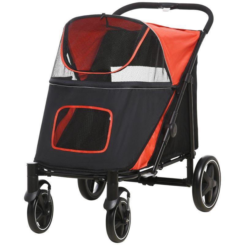 PawHut One-Click Foldable Large Doggy Stroller for Medium Dogs & Large Dogs, Pet Stroller with Storage, Dog Accessories, Dog Walking Stroller