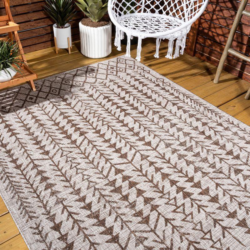 Moroccan-Inspired Geometric Soft Low Pile Area Rug - Beige/Brown