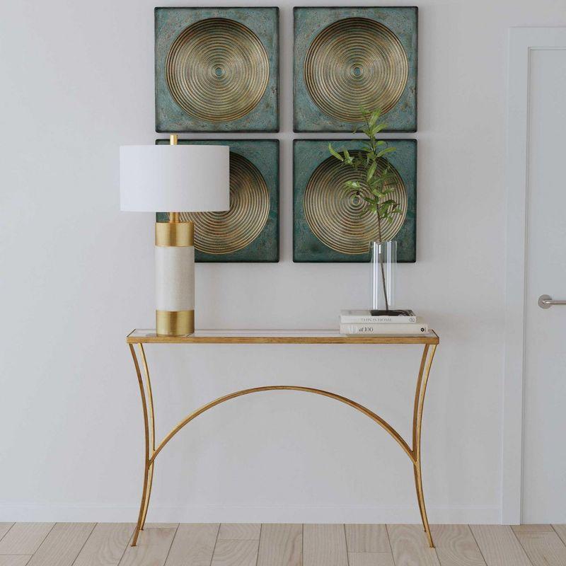 Gold and Glass Arched Console Table with Metal Frame