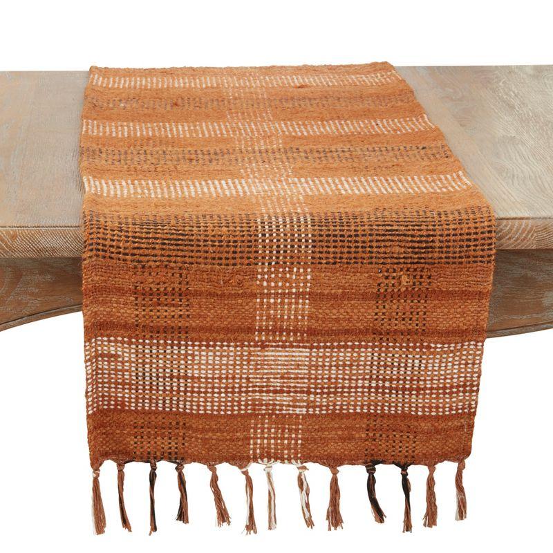 Saro Lifestyle Vintage Rustic Plaid Table Runner, Orange, 16"x72"