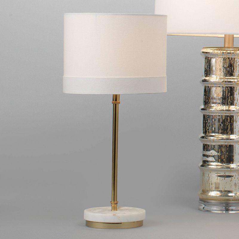 Grace Table Lamp White - Splendor Home: Marble Base, Antique Finish, Drum Shade, UL Listed, No Tools Assembly