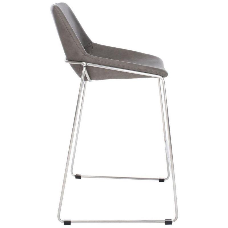 Ash Grey Leather and Silver Metal Hairpin 25" Counter Stool