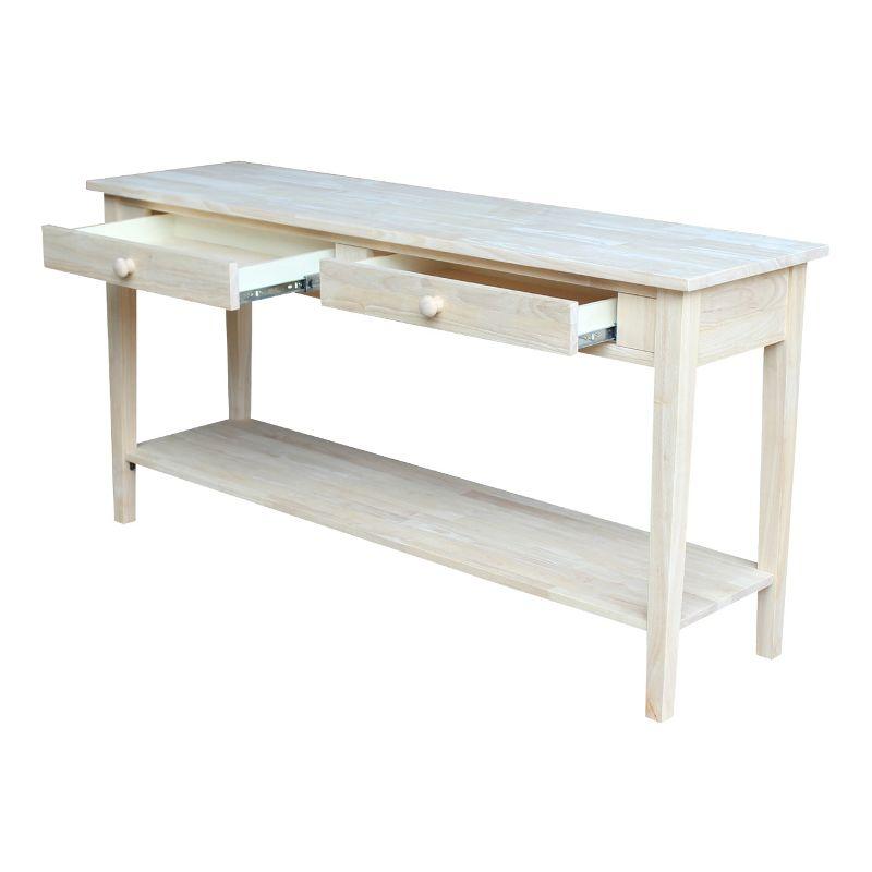 60" Spencer Extended Length Console Server Table Light Brown - International Concepts: Hardwood Foyer Storage