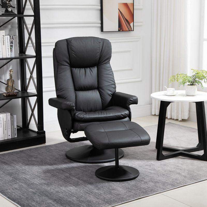 Faux Leather Recliner with Ottoman