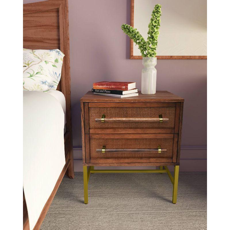 Sophia 2 Drawer Rattan Nightstand