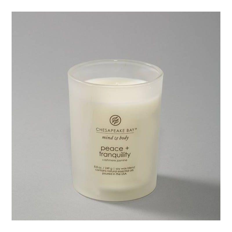 Frosted Glass Peace + Tranquility Lidded Jar Candle White 8.8oz - Mind & Body by Chesapeake Bay Candle: Soy Wax Blend with Essential Oils