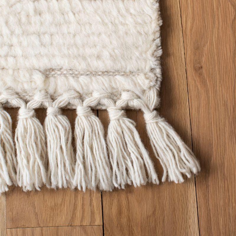 Ivory Elegance Hand-Tufted Wool Moroccan-Inspired Runner Rug