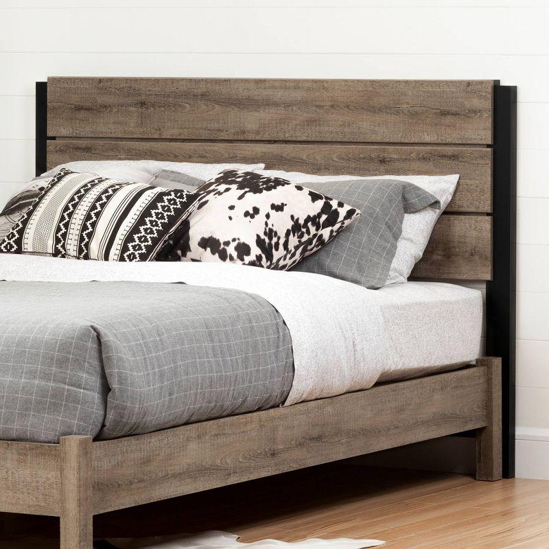 South Shore Queen Munich Platform Bed Set Weathered Oak : Laminated MDF Frame, No Box Spring Needed