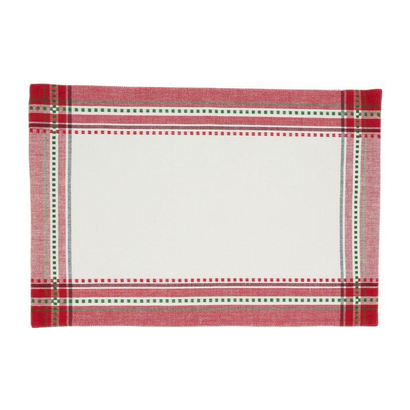 Joyful Holiday Stripe Placemat and Napkin Set (4 Placemats + 4 Napkins)