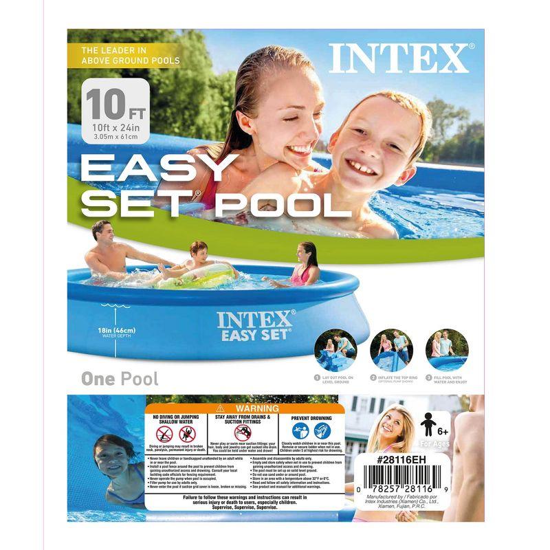 Intex  Easy Set Inflatable Puncture Resistant Above Ground Portable Outdoor Swimming Pool for Kids and Adults, Blue