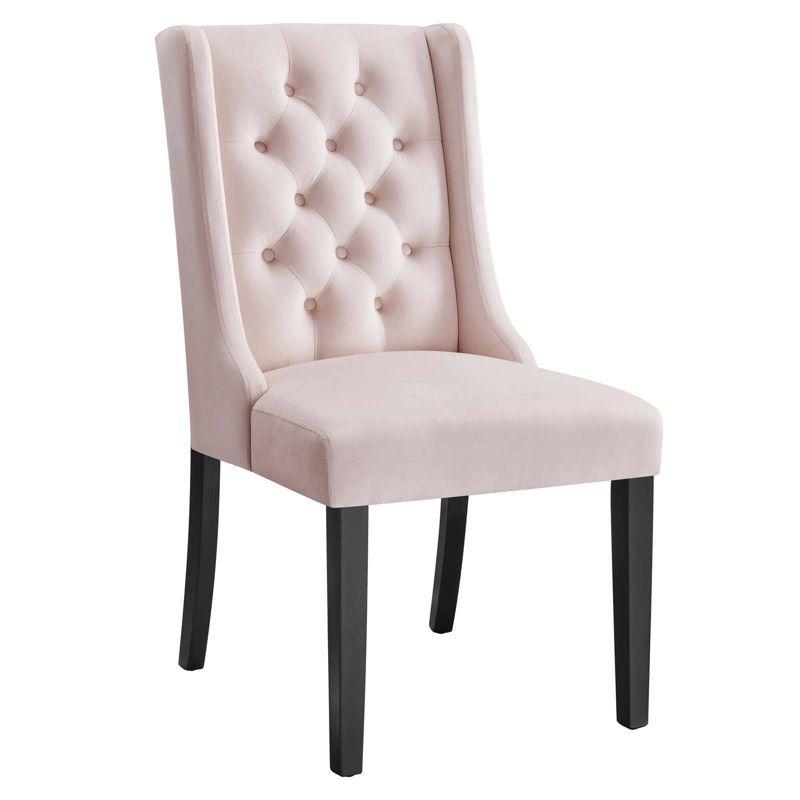 Set of 2 Baronet Performance Velvet Dining Chairs Pink - Modway: Rubberwood Frame, Upholstered, Spot Clean