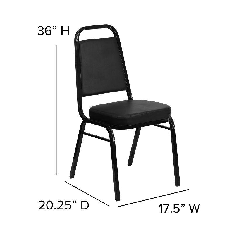 Emma and Oliver Trapezoid Back Banquet Chair, Black Vinyl/Black Frame 2.5" Seat