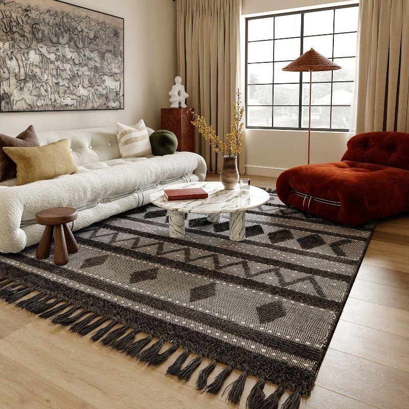 High-Low Durden Geometric Gray 5' x 8' Wool Area Rug