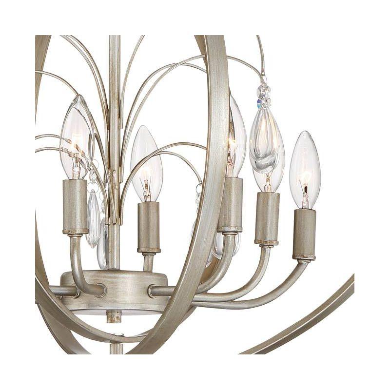 Possini Euro Design Tiller Champagne Satin Silver Pendant Chandelier 31 1/2" Wide Modern Open Orb Frame 8-Light Fixture for Dining Room Kitchen Island