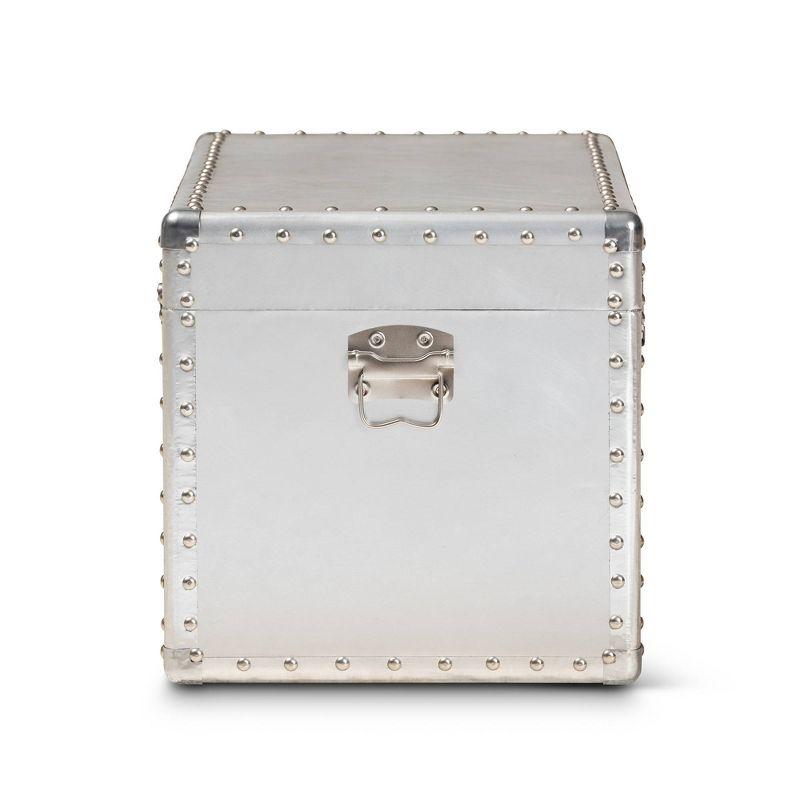 Baxton Studio Serge Metal Storage Trunk Silver: No Assembly, Spot Clean, 150lb Capacity, All Ages