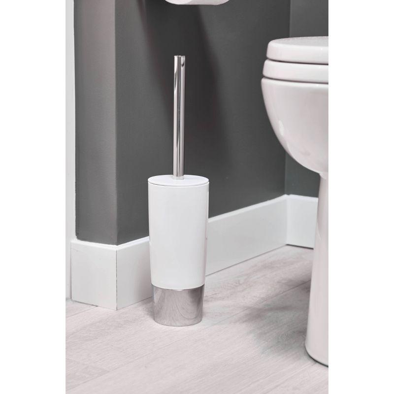 iDESIGN Duetto Plastic Toilet Bowl Brush and Holder Slim Set for Bathroom Cleaning and Storage