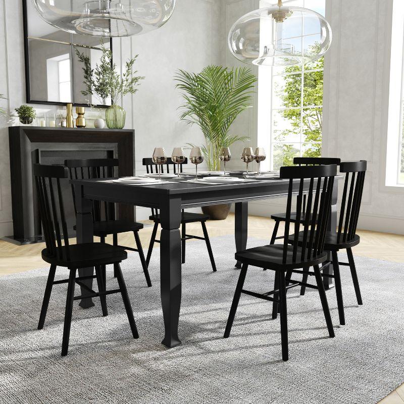 Flash Furniture Grace 60" Solid Wood Dining Table with Turned Wooden Legs, Commercial Grade Heavy Duty Rectangle Wood Table for 6, Black Finish