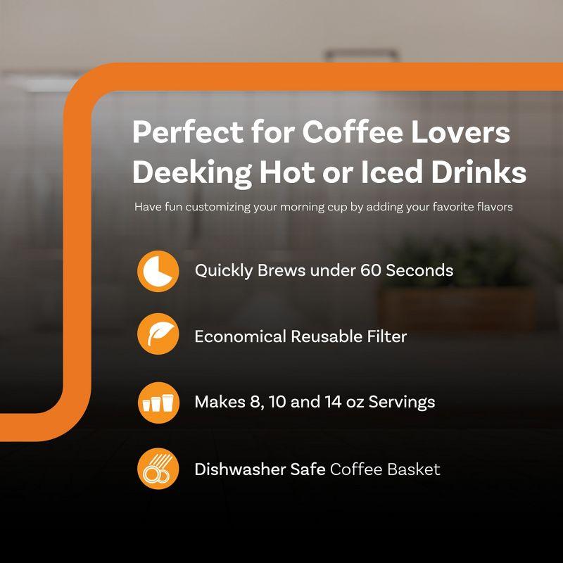Complete Cuisine Single Serve Coffee Maker, Hot and Iced Brewer with Travel Cup, Straw, Reusable Filter, and Quick Brew Function, Black