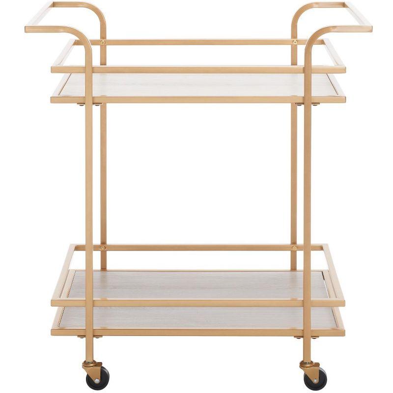 Matte Gold and Grey 2-Tier Bar Cart with Handles