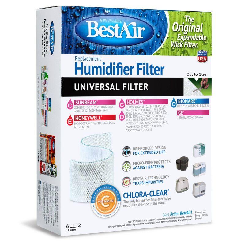 BestAir ALL-2 Extended Life Universal Humidifier Replacement Paper Wick For Holmes Humidifiers: Compatible Filter Pads