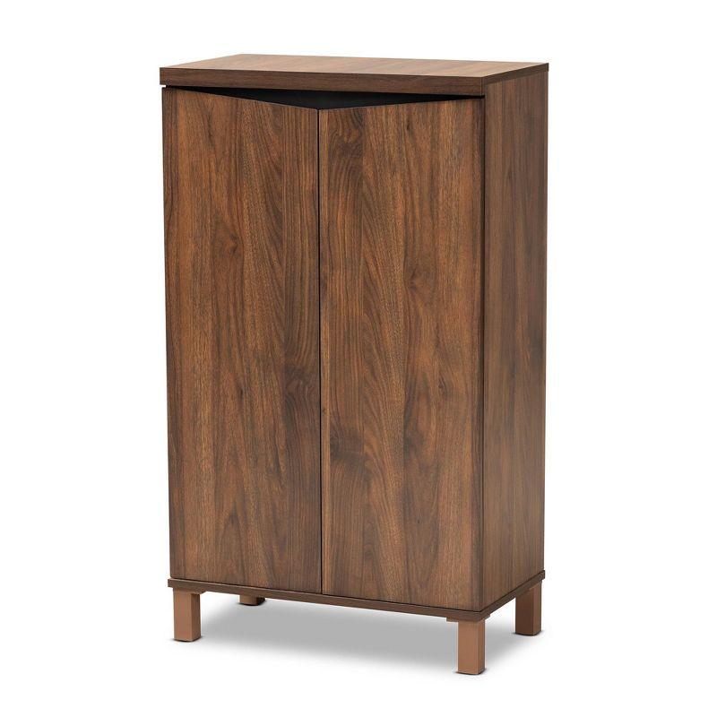 Walnut Brown and Dark Gray 2-Door Shoe Storage Cabinet