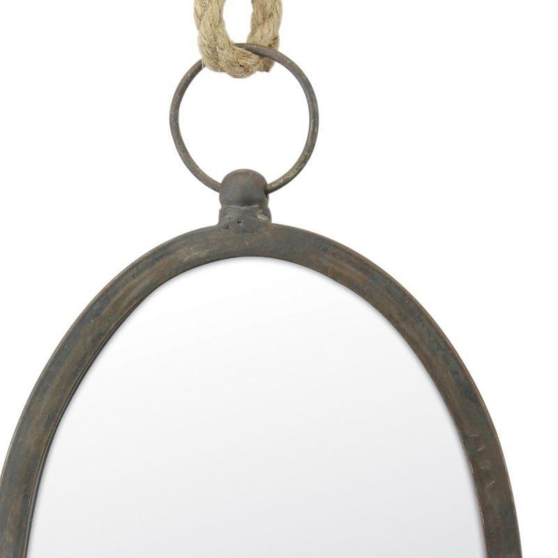 Large Oval Metal Wall Mirror with Rope Hanging Loop - Stonebriar Collection: Farmhouse Style, No Assembly Required