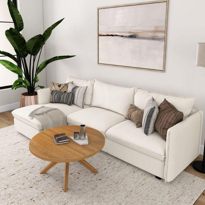 Plank+Beam Solid Wood Cross Leg Round Coffee Table, 36" Coffee Table for Living Room, Modern Center Table, Cocktail Table. Pecan