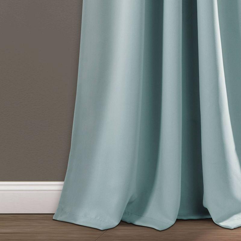 Blue Blackout Polyester Rod Pocket Curtain Panels