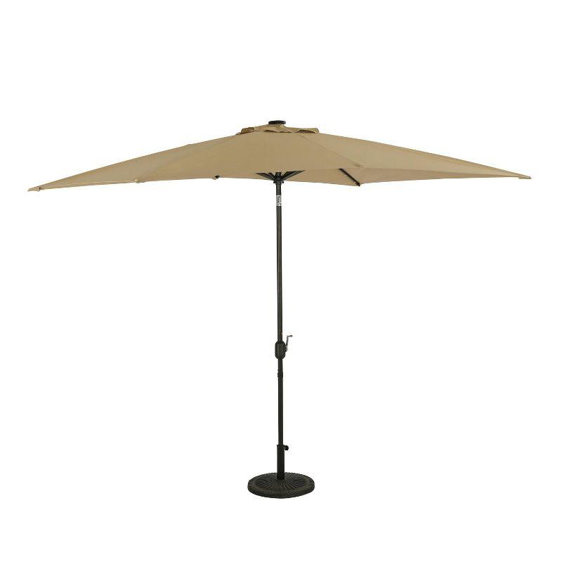 10' x 6.5' Rectangular Nassau Market Patio Umbrella with LED Bulb Lights Champagne - Island Umbrella: Solar-Powered, Weather-Resistant