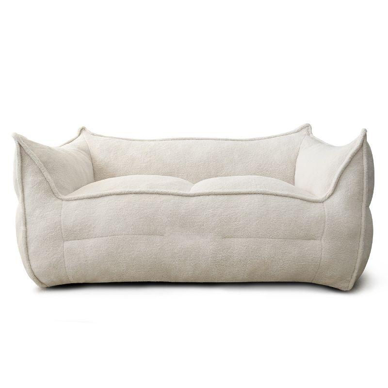 Bailan Teddy Loveseat Sofa,Upholstered Teddy Fabric Bean Bag Loveseat for Small Space-Maison Boucle