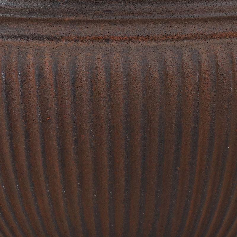 Elizabeth Rust Polyresin Ribbed Urn Planter Set of 2