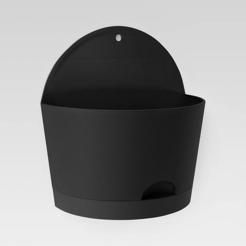 2pc Self-Watering Wall Half-Circle Indoor Outdoor Planter Pots Black 8"x4.75" - Room Essentials™