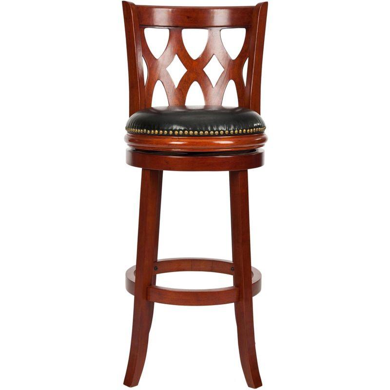 Lancaster Swivel Bar Stool - Cherry/Black - Safavieh