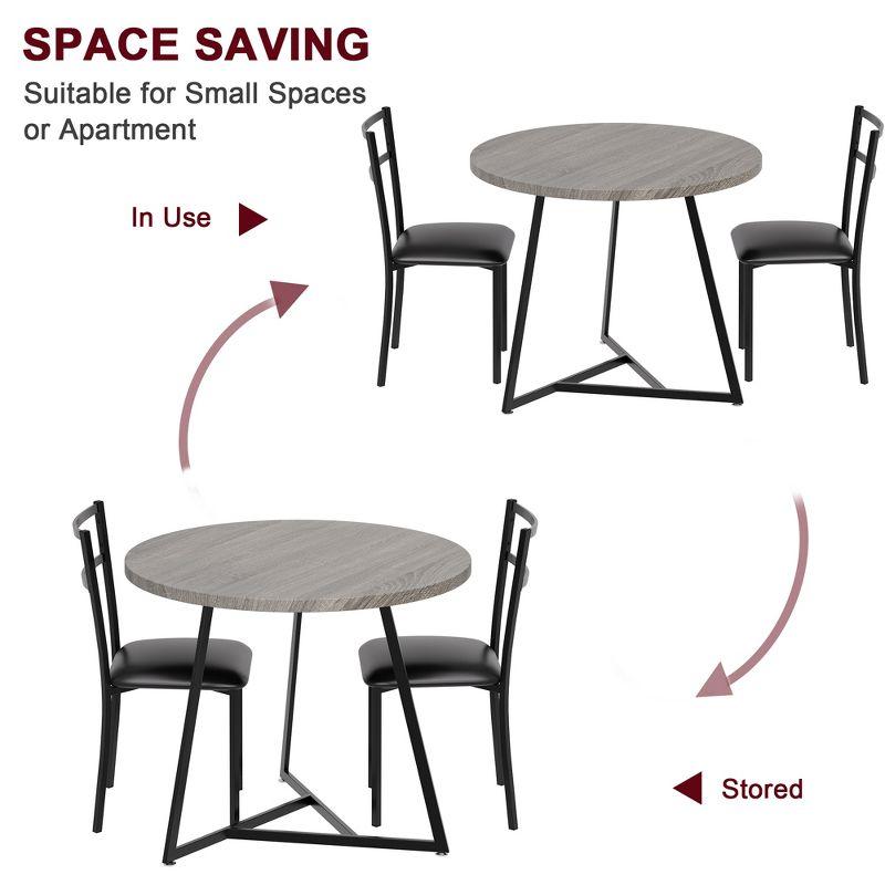 17 Stories Dining Table Set For 2, Round Kitchen Table And Upholstered Chairs For 2, 3 Piece Dining Room Table Set