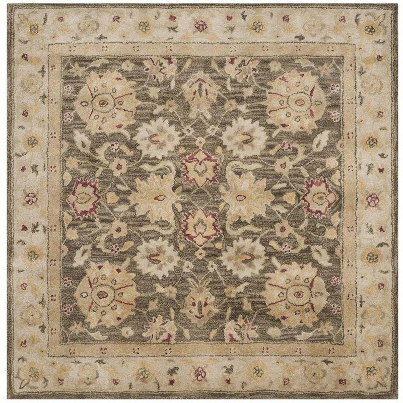 Heirloom Gray Wool 6' Square Hand-Tufted Area Rug