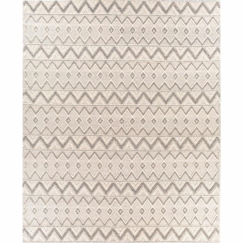 Antigo Gray and Cream Wool Bohemian Area Rug 8' x 10'