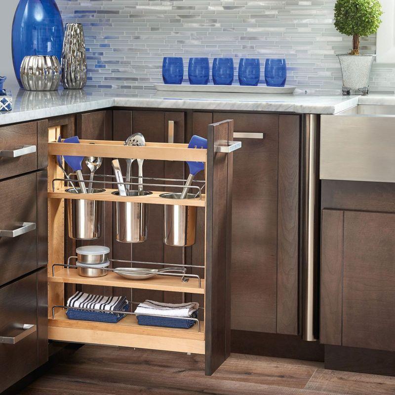 Rev-A-Shelf 448UT-BCSC 448UT Series Kitchen Utensil Pull Out Cabinet Organizer with Shelves and Soft-Close Slides for Kitchen Base Cabinets