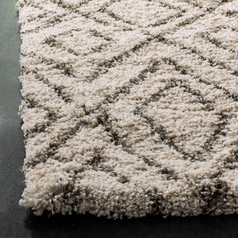 Ivory and Gray Geometric Shag Square Area Rug