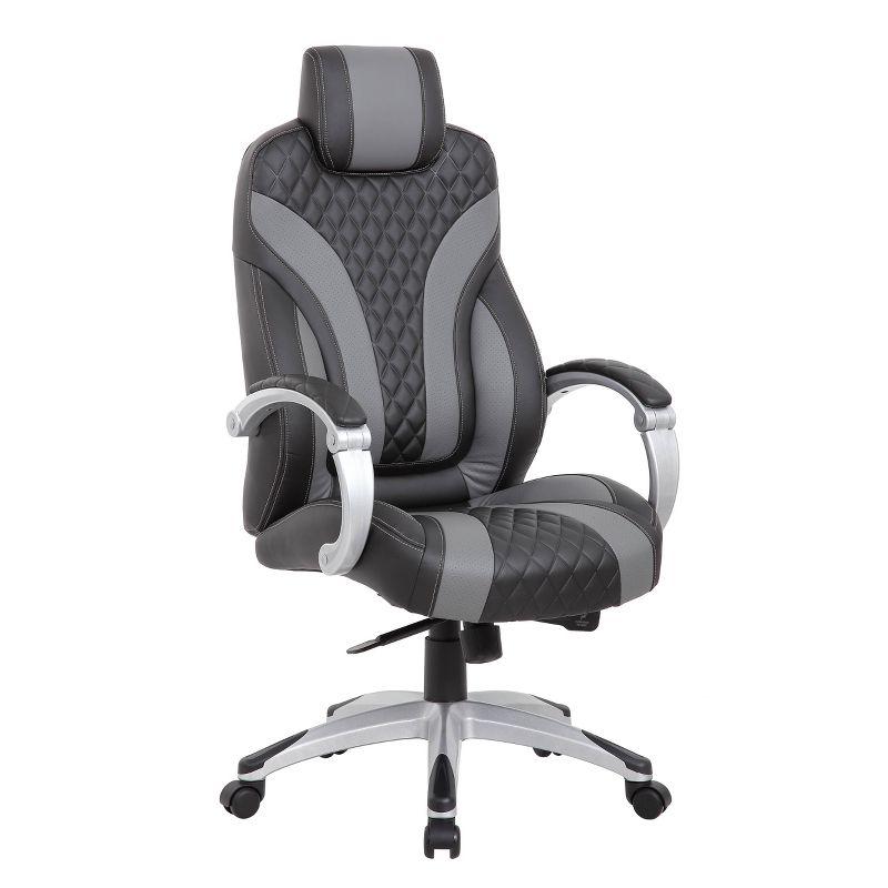 ErgoExecutive High-Back Swivel Chair in Black and Gray Leather