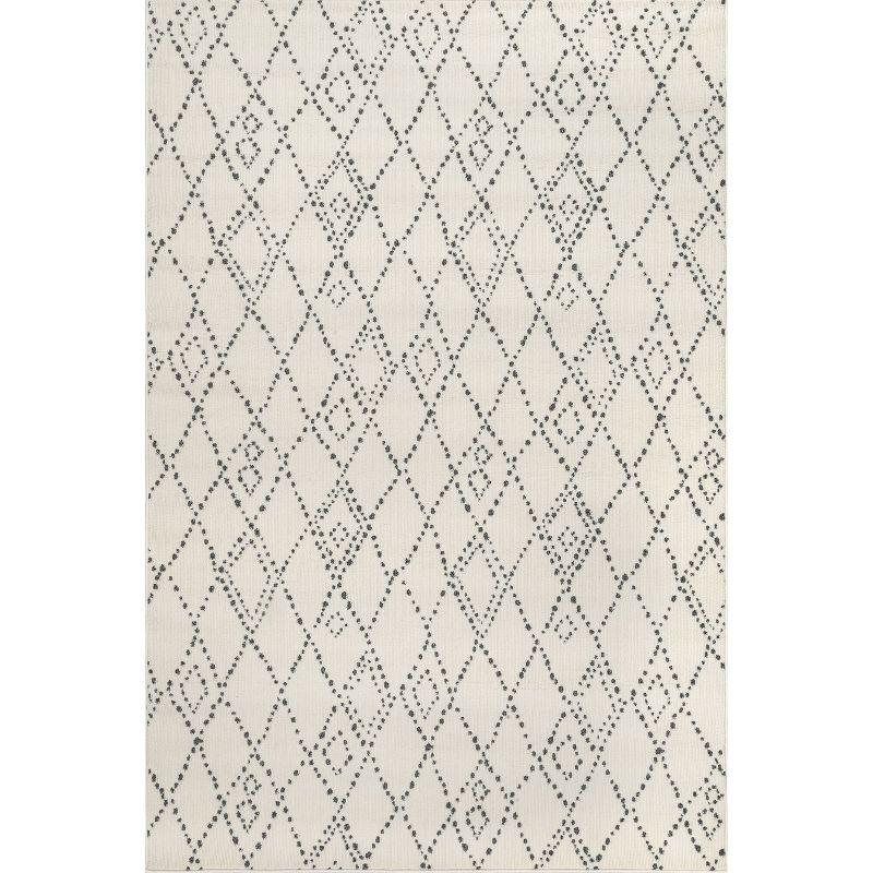 Beige Synthetic Diamond Pattern 5x8 Area Rug