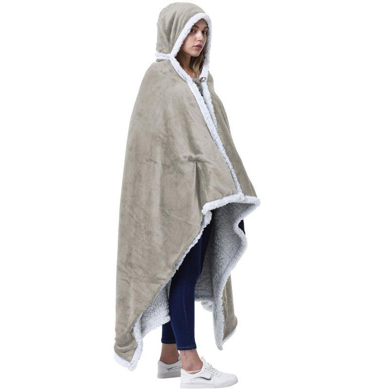 Catalonia Catalonia Sherpa Fleece Throw Cape, Wearable Blanket Wrap with Hand Pockets, Soft Lightweight Cozy