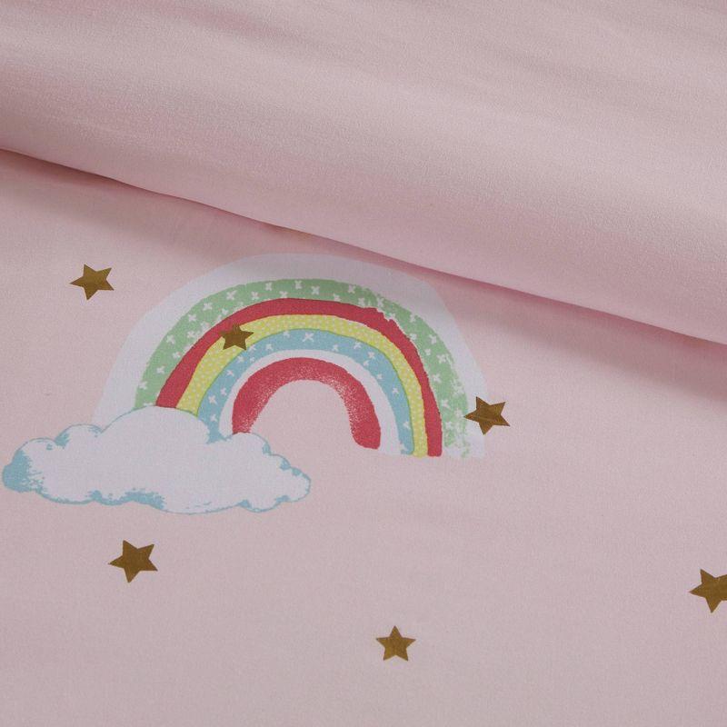 Intelligent Design Kids Alicia Rainbow and Metallic Stars Comforter Set with Bed Sheets