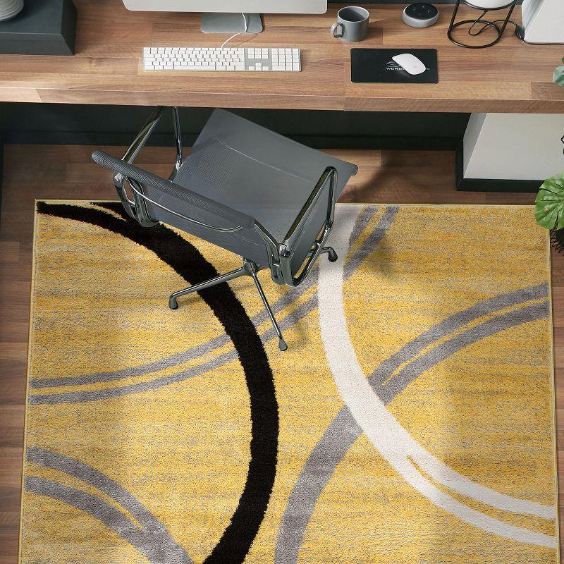 Modern Abstract Yellow 3'3"x5' Synthetic Easy Care Area Rug