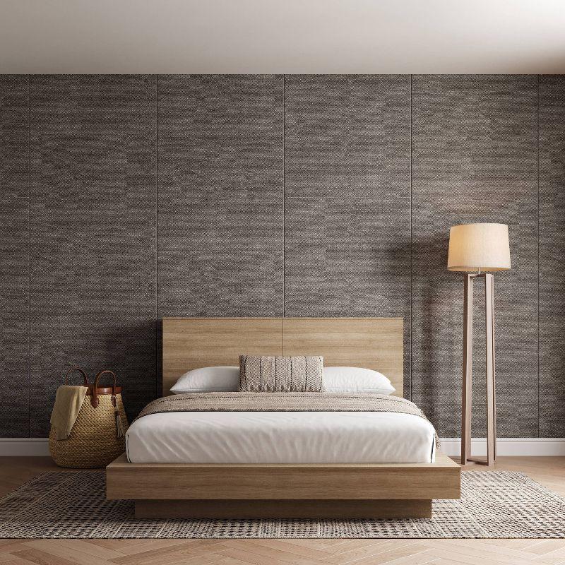 Nexera Queen Marconi Platform Bed Set Brown Oak: Modern Style, Wood Composite, Storage Headboard