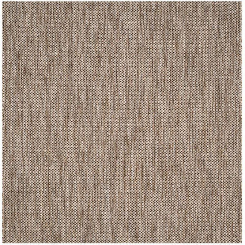 Natural and Black Square Synthetic Indoor/Outdoor Area Rug