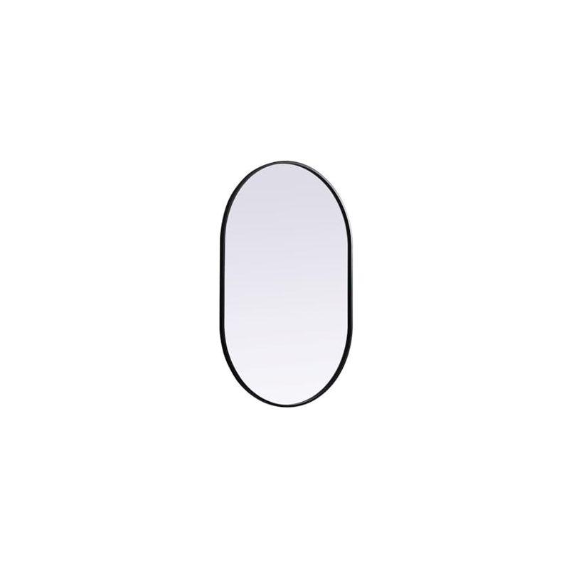Elegant Lighting Metal Frame Oval Mirror, 27x40 Inch, Black