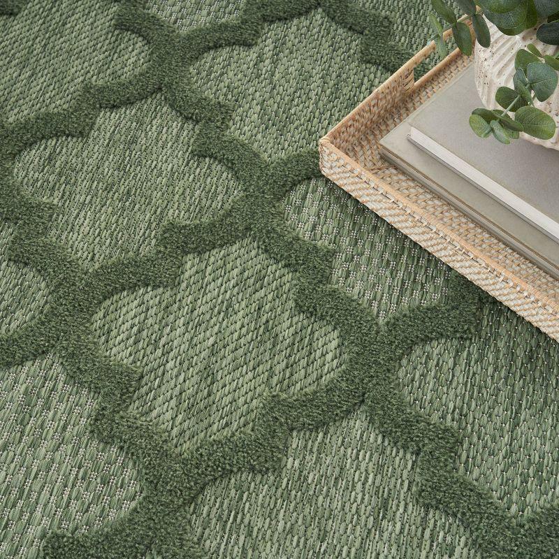 Nourison Easy Care Trellis Flatweave Indoor Outdoor Area Rug 6' x 9' Green