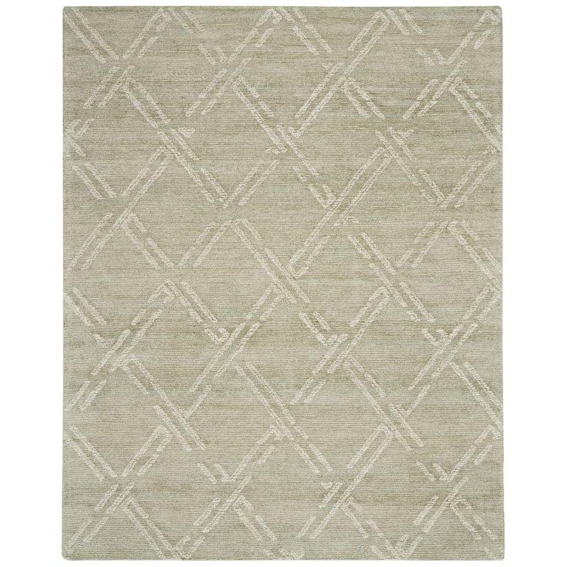 Venosa Geometric Diamond 8' x 10' Green Ivory Hand-Tufted Area Rug